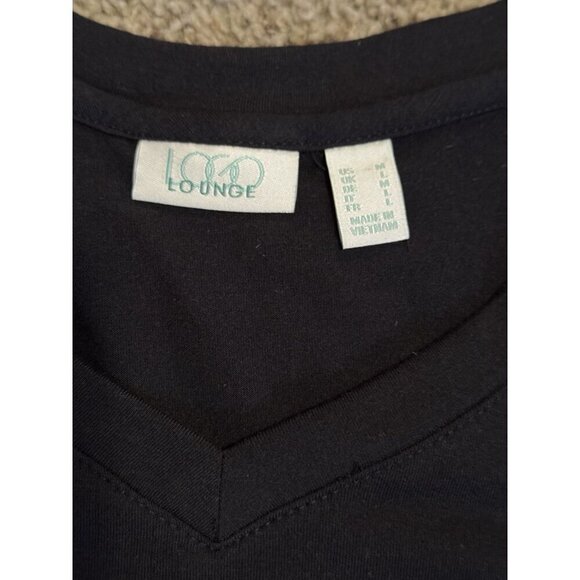 LOGO Lounge Lori Goldstein Black Tshirt Dress Asymmetrical Handkerchief Hem MED - Picture 3 of 8